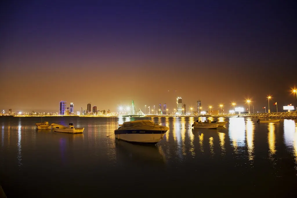 Manama waterfront at night