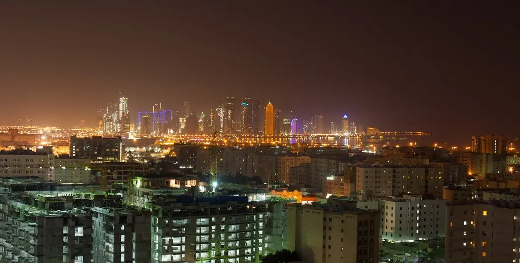 Doha city lights after dark